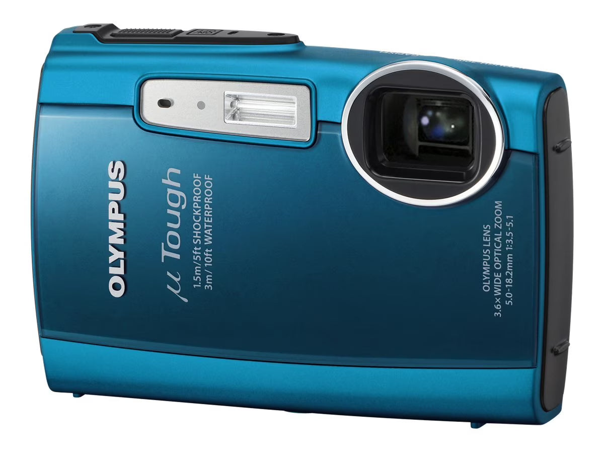 Preowned Olympus Stylus Tough 3000 - Digital camera - compact - 12.0 MP - 3.6x optical zoom - flash 1 GB - underwater up to 9.8 ft - blue