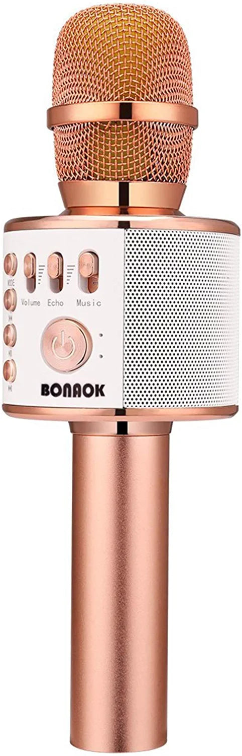 BONAOK Wireless Bluetooth Karaoke Microphone, 3-in-1 Portable Handheld Mic Speaker Machine for All Smartphones,Gifts for Boys Adults All Age Q37(Black)