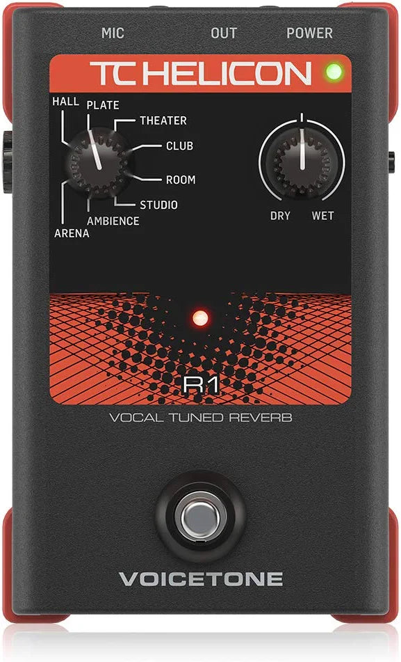 TC Helicon VOICETONE R1 Single-Button Stompbox for Studio-Quality Live Vocal Reverb
