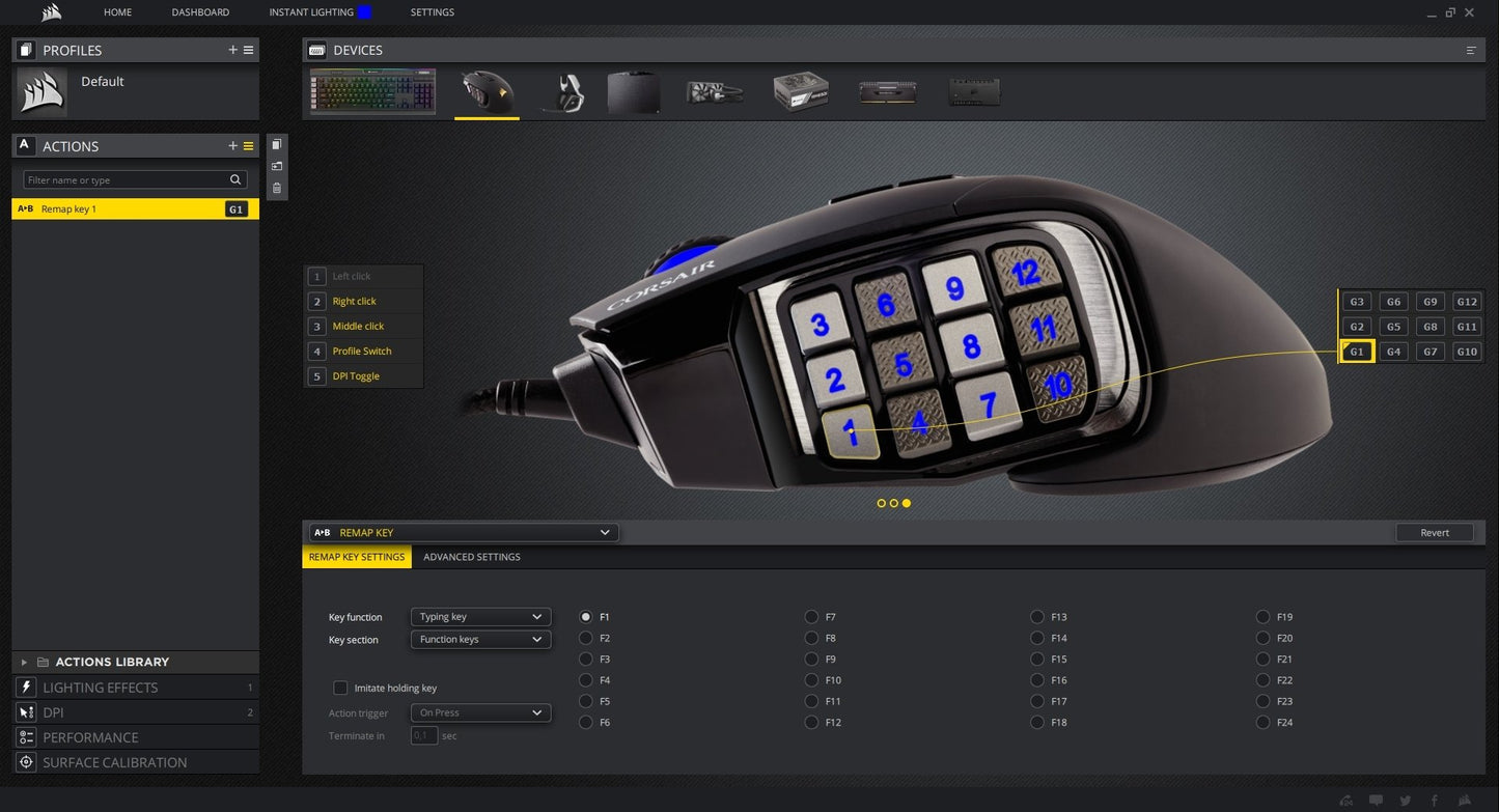 Corsair Scimitar Pro RGB - MMO Gaming Mouse - 16,000 DPI Optical Sensor - 12 Programmable Side Buttons - Yellow, Model Number: CH-9304011-NA