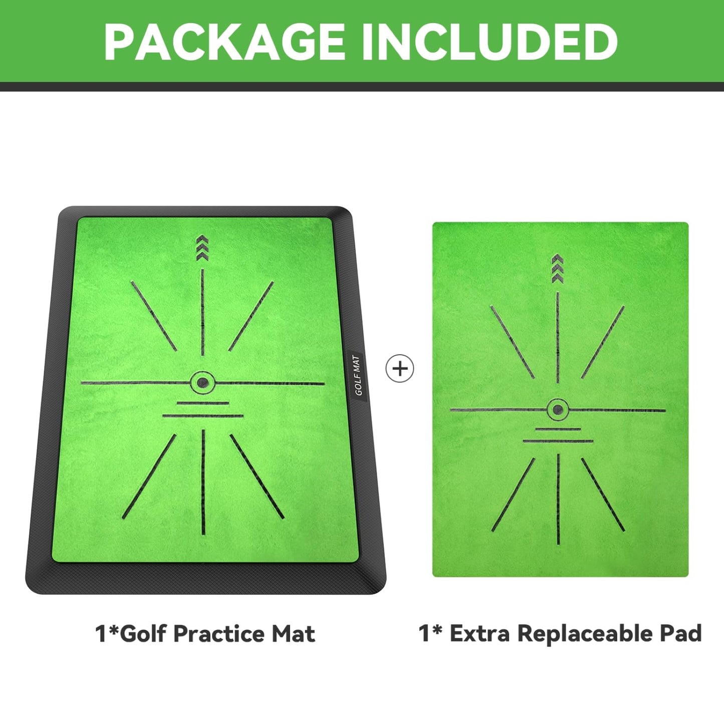 COSPORTIC Golf Hitting Mat | Golf Training Mat for Swing Path Feedback/Detection Batting | Extra Replaceable Golf Practice Mat 16"x12" | Advanced Guides and Rubber Backing for Home/Indoor/Outdoor