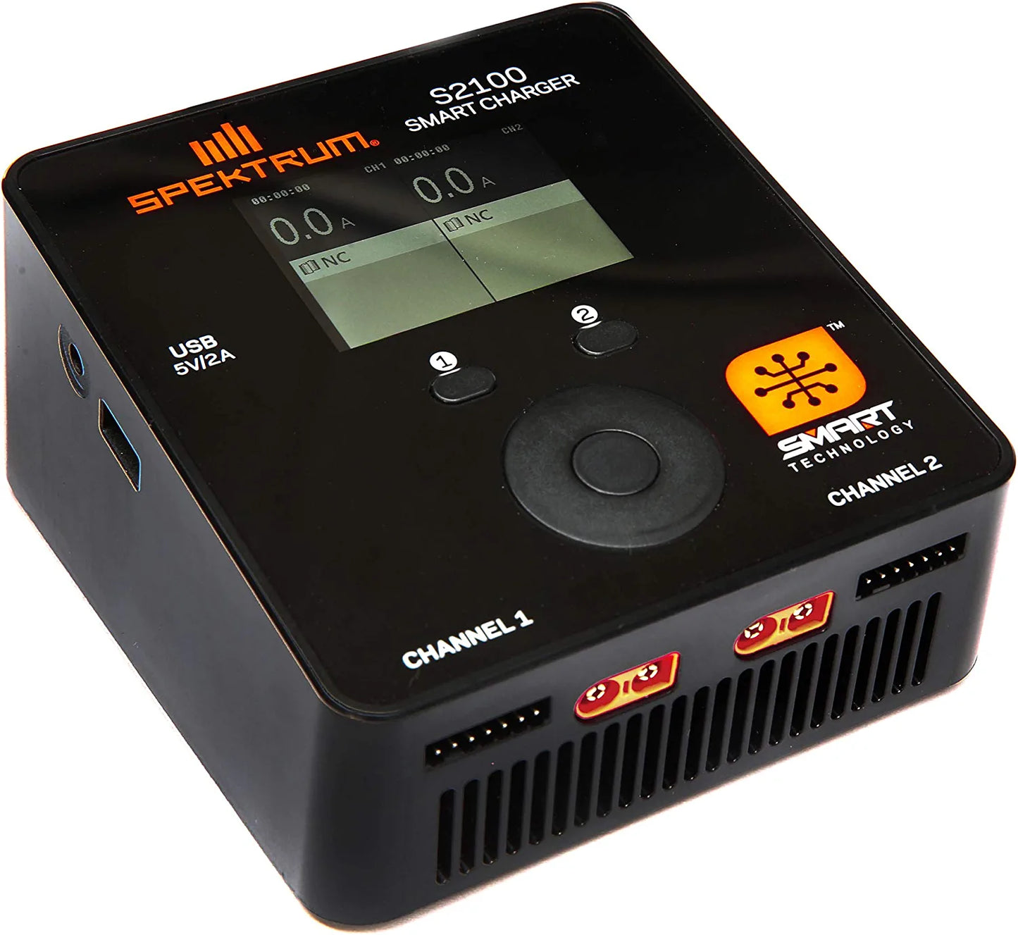 Spektrum S2100 Smart Charger: 200W (2x100W) AC Dual Output Lipo Battery Charger with Usb | LCD Color Display | IC3 Connector (EC3 Compatible)