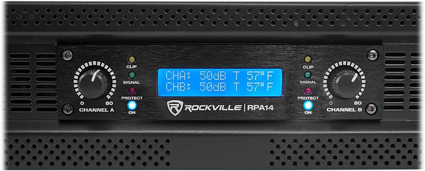 Rockville RPA16 10000 Watt Peak / 3000w RMS 2 Channel Power Amplifier Pro/DJ Amp
