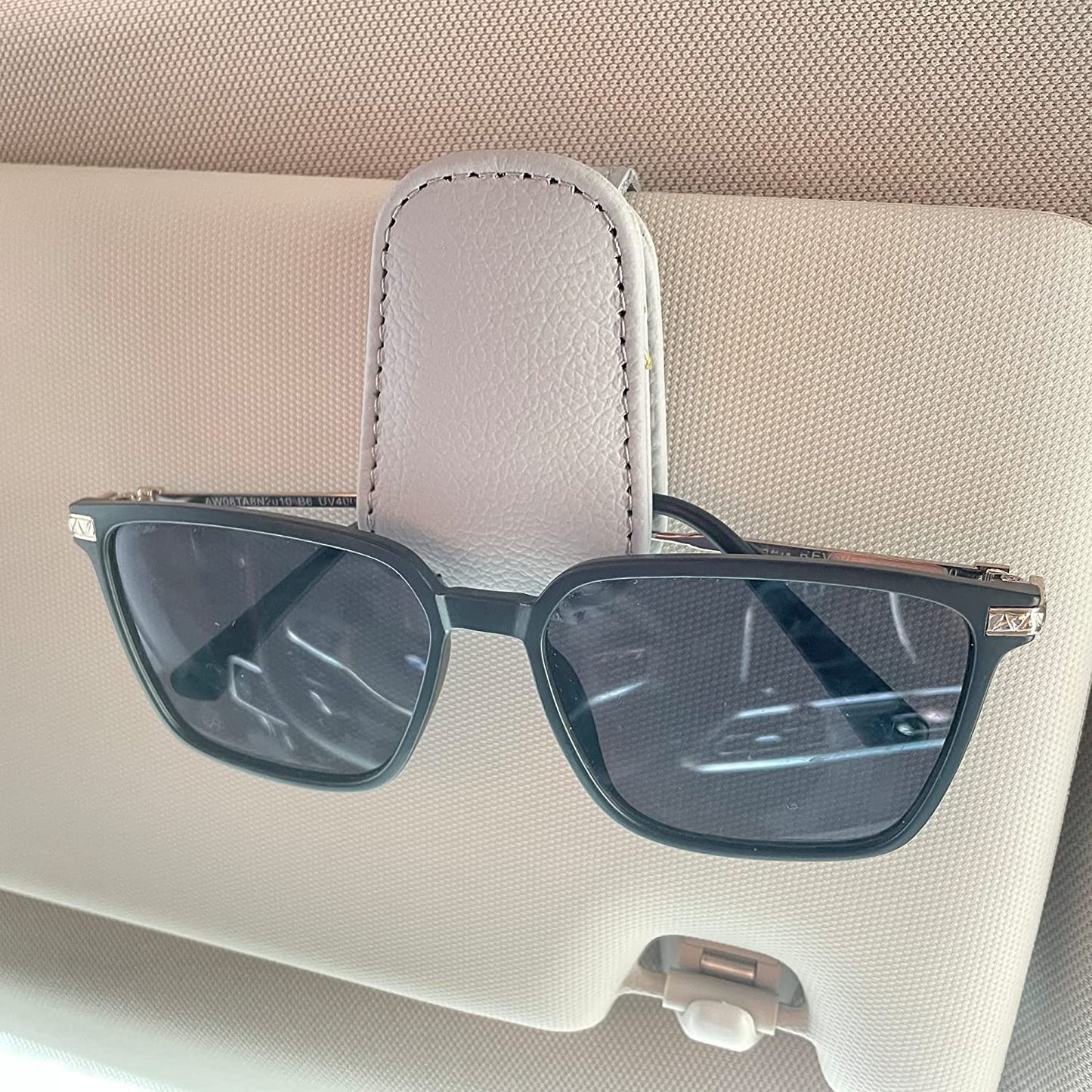 Sunglasses Holders for Car Sun Visor, Magnetic Leather Glasses Eyeglass Hanger Clip for Car, Ticket Card Clip Eyeglasses Mount, Car Visor Accessories(Black)