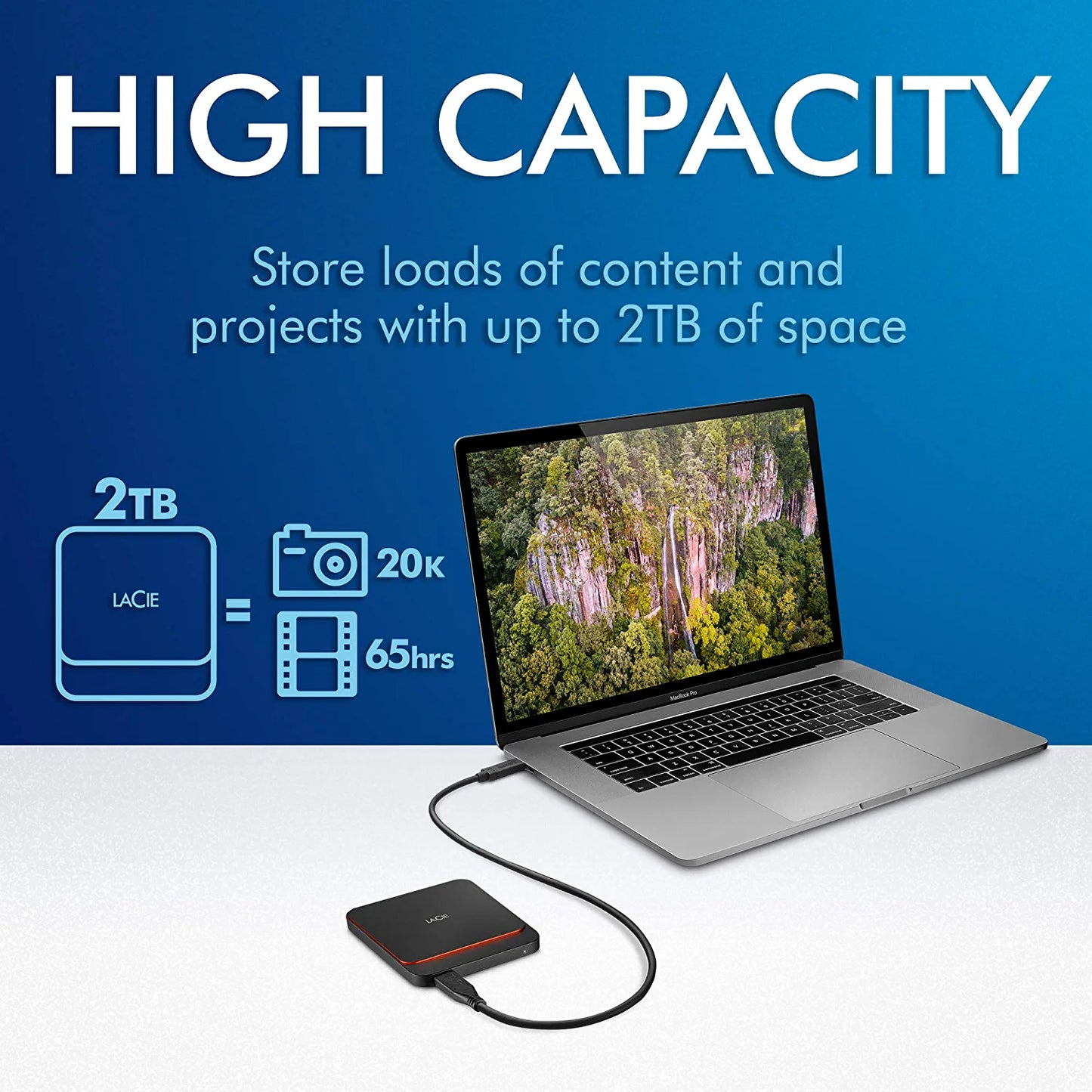 LaCie Portable SSD High Performance External SSD USB-C USB 3.0 Thunderbolt 3 500GB STHK500800