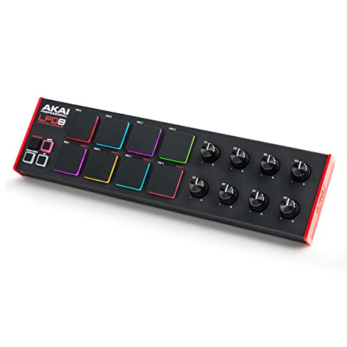 AKAI Professional LPD8 - USB MIDI Controller with 8 Responsive RGB MPC Drum Pads for Mac and PC, 8 Assignable Knobs and Music Production Software,Black