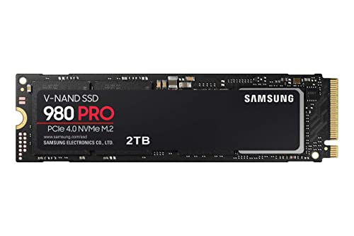 Samsung 980 PRO SSD 2TB PCIe NVMe Gen 4 Gaming M.2 Internal Solid State Hard Drive Memory Card, Maximum Speed, Thermal Control, MZ-V8P2T0B, Black