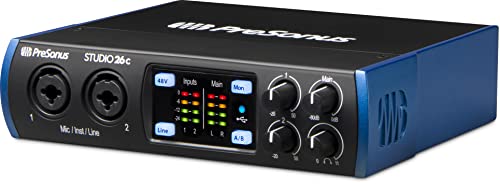 PreSonus Studio 26c 2x4, 192 kHz, USB Audio Interface with Studio One Artist and Ableton Live Lite DAW Recording Software