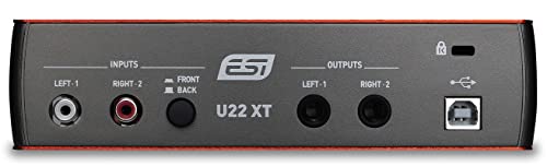 ESI U22 XT Professional Audio Interface: XLR/TRS Combo with Phantom Power, Hi-Z Input, RCA Line-In, Ultra-Low Latency, Recording for Studio and Easy, Stable Connectivity