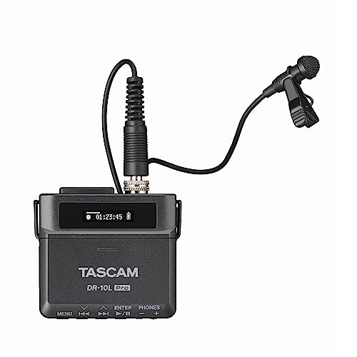 TASCAM DR-10L Pro Ultra Portable Personal Recorder with Lavalier Microphone, 32-bit Float Recording, microSDHC Card Support, and Support for Atomos Wireless Timecode