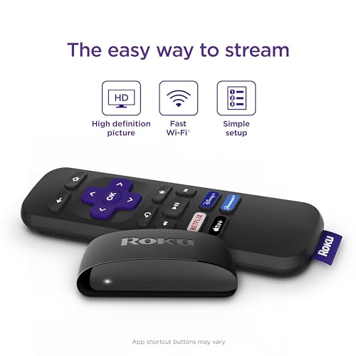 Roku Express | HD Roku Streaming Device with Simple Remote (no TV controls), Free & Live TV, Black