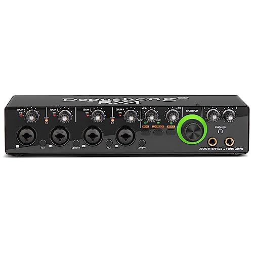 Depusheng RX4 usb audio interface Computer Recording with 2 channel input interface for Producers, Bands, Musicians, Content Creators