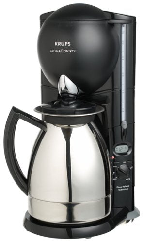 Refurbished Krups 229-45 Aroma Control 10-Cup Coffeemaker with Thermal Carafe, Black and Stainless Steel