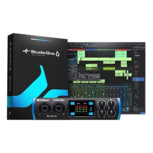 PreSonus Studio 26c 2x4, 192 kHz, USB Audio Interface with Studio One Artist and Ableton Live Lite DAW Recording Software