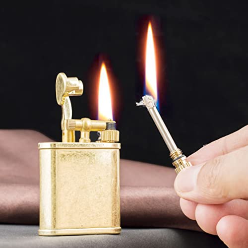 2 in 1 Lighetr Permanent Match Antique Style Lift Arm Kerosene Lighter with Permanent Match (Bronze)