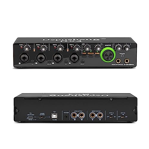 Depusheng RX4 usb audio interface Computer Recording with 2 channel input interface for Producers, Bands, Musicians, Content Creators