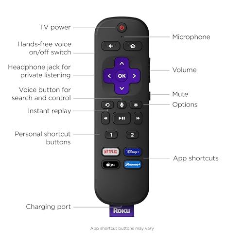 Roku Voice Remote Pro with TV controls | Rechargeable , lost remote finder, private listening , and shortcut buttons for Roku Players, TV, & Streambars