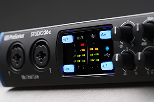 PreSonus Studio 26c 2x4, 192 kHz, USB Audio Interface with Studio One Artist and Ableton Live Lite DAW Recording Software