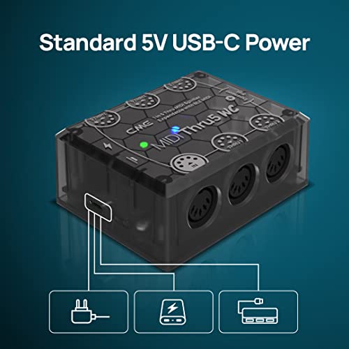 CME MIDI Thru5 WC - First-class 1-to-5 MIDI Thru - High-precision 1-in-5-out wired transmission with high-speed optocoupler for error-free synchronization of all MIDI devices via 5-pin DIN