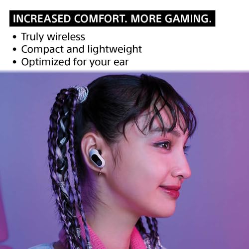 Sony INZONE Buds Truly Wireless Noise Cancelling Gaming Earbuds, 12 Hour Battery, for PC, PS5, 360 Spatial Sound, 30ms Low Latency, USB-C Dongle and LE Audio (LC3), WF-G700N White