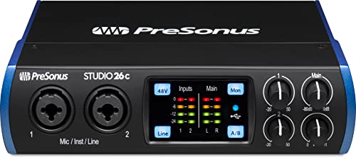 PreSonus Studio 26c 2x4, 192 kHz, USB Audio Interface with Studio One Artist and Ableton Live Lite DAW Recording Software