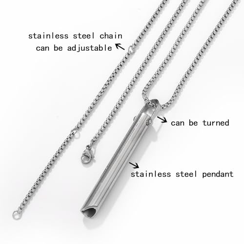 GZJOGO Stainless Steel Anxiety Breathe Necklace, Anxiety Necklace Breathing Premium Design,Stunning Look, Strong Chain - Breathing Necklace for Breathwork, Anxiety Breathing Tool