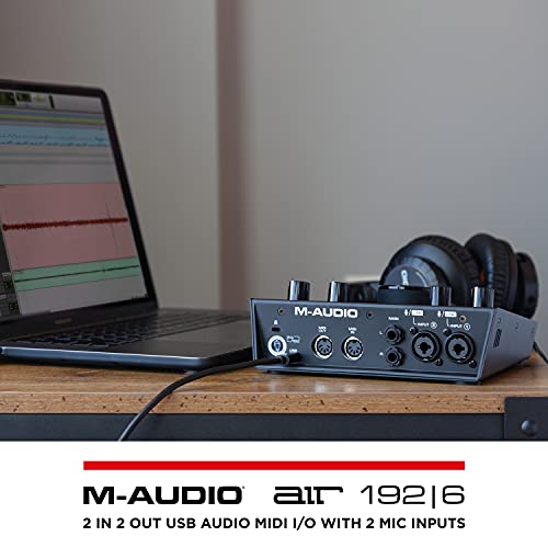 M-Audio AIR 192x6 USB C MIDI Audio Interface for Recording, Podcasting, Streaming, Studio Quality Sound, 2 XLR in and Music Production Software