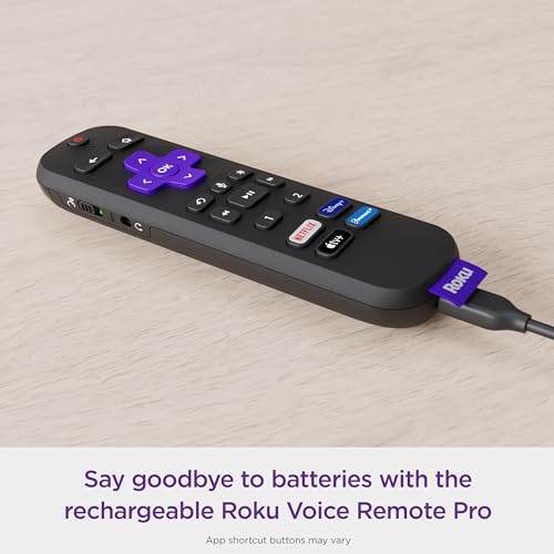 Roku Voice Remote Pro with TV controls | Rechargeable , lost remote finder, private listening , and shortcut buttons for Roku Players, TV, & Streambars