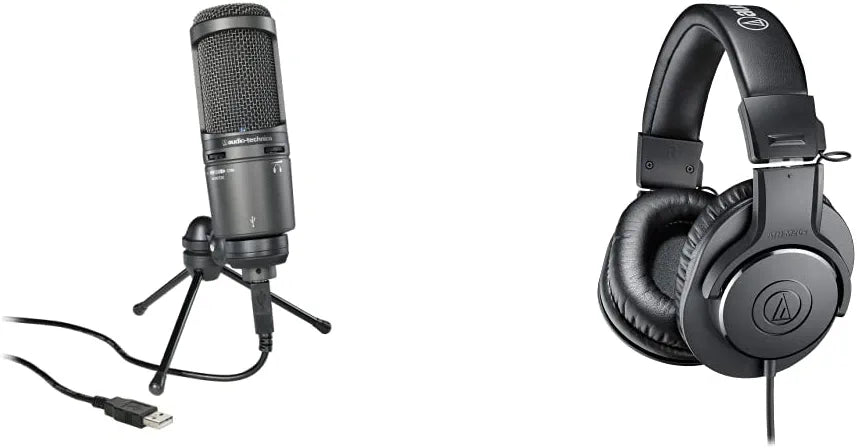 Audio-Technica AT2020 Cardioid Condenser Studio XLR Microphone, Ideal for Project/Home Studio Applications