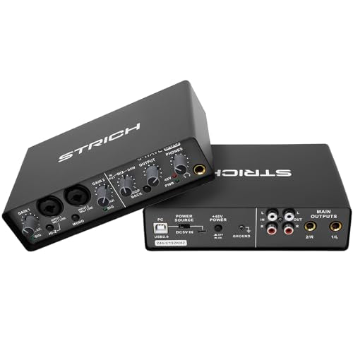 2x2 USB Audio Interface for Streaming, Recording and Podcasting, 24Bit/192kHz High-Fidelity, STRICH S-WAVE DUO Studio Audio Mixer Interface for Guitarist, Vocalist, Podcaster, Producer, Noise-Free