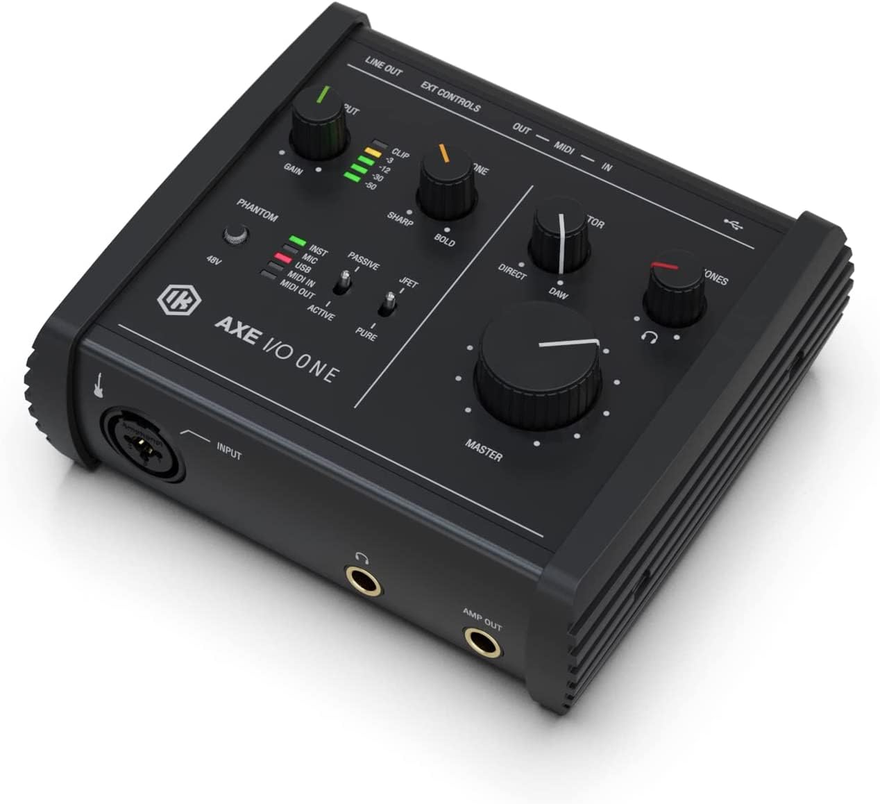 IK Multimedia AXE I/O One - Professional USB Audio Interface with Z-TONE advanced guitar tone shaping, AmpliTube and TONEX software included, high-resolution recording studio equipment