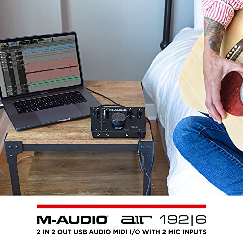 M-Audio AIR 192x6 USB C MIDI Audio Interface for Recording, Podcasting, Streaming, Studio Quality Sound, 2 XLR in and Music Production Software