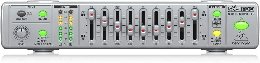 Behringer MINIFBQ FBQ800 Ultra-Compact 9-Band Graphic Equalizer with FBQ