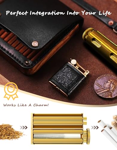 Vintage Cigarette Roller, Brass Cigarette Rolling Machine, Pure Copper Joint Roller Machine, Solid Brass Roller, Use with 70 mm Papers, Elegant and Luxurious Tobacco Roller for Men and Women