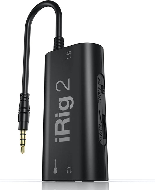 IK Multimedia iRig 2 Portable Guitar Audio Interface, Lightweight Audio Adapter for iPhone, iPad and Android Smartphones and Tablets, with Instrument Input and Headphone/amplfiier Outs