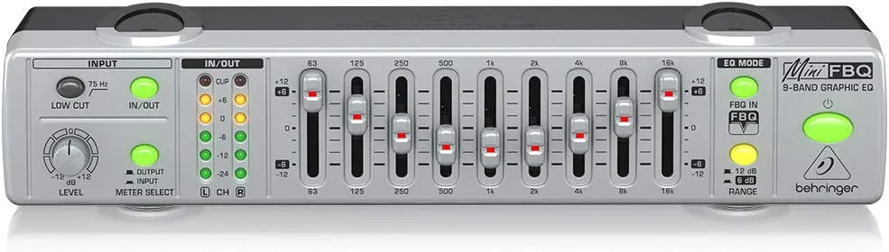 Behringer MINIFBQ FBQ800 Ultra-Compact 9-Band Graphic Equalizer with FBQ