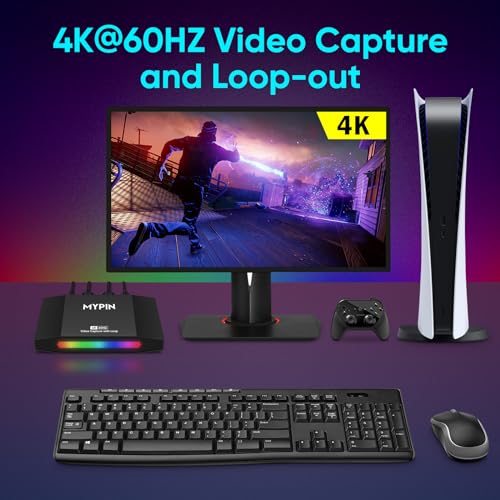 4K 60fps HDMI Video Game Capture and Passthrough Support HDR & VRR,1080P 120fps Capture for Games Console Live Streaming and Video Recording in 4K