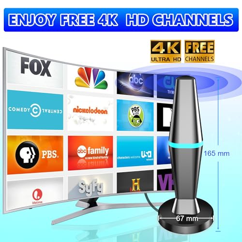 Digital TV Antenna for Smart Tv Indoor, 2023 Newest Digital Antenna for Tv Without Cable with Strong Magnetic Base,Support 4K 1080p for Free Local Channels (Black)