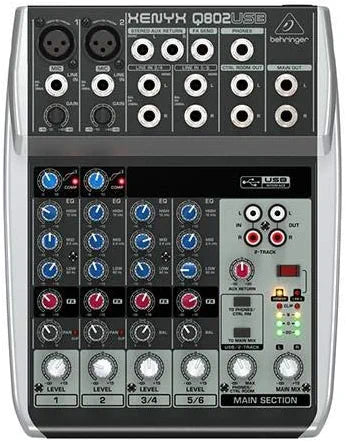 Behringer Q802USB Premium 8-Input Mixer with XENYX Mic Preamps