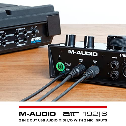 M-Audio AIR 192x6 USB C MIDI Audio Interface for Recording, Podcasting, Streaming, Studio Quality Sound, 2 XLR in and Music Production Software