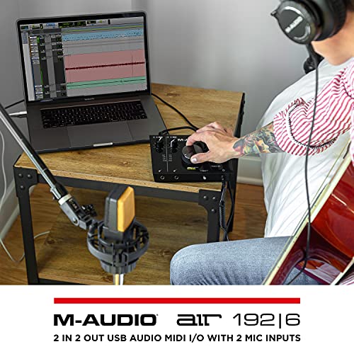 M-Audio AIR 192x6 USB C MIDI Audio Interface for Recording, Podcasting, Streaming, Studio Quality Sound, 2 XLR in and Music Production Software