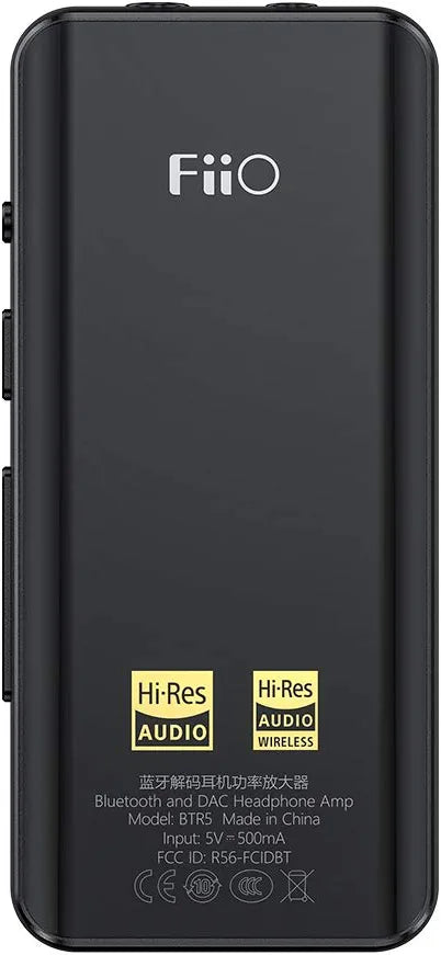 FiiO BTR5-384K/32Bit Native DSD256 Hi-Res CSR8675 Bluetooth5.0 Receiver/USB DAC/DSD Headphone Amp with LDAC, aptX HD, aptX, AAC (3.5mm Unbalanced&2.5mm Balanced Output, Black)