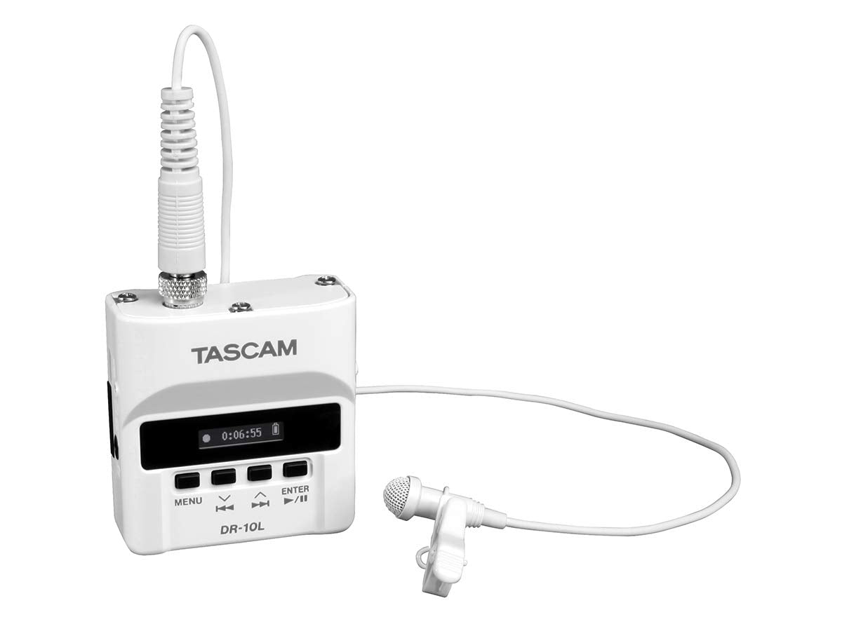 Tascam DR-10L/LW Digital Audio Recorder with Lavalier Microphone - White - Model DR-10LW