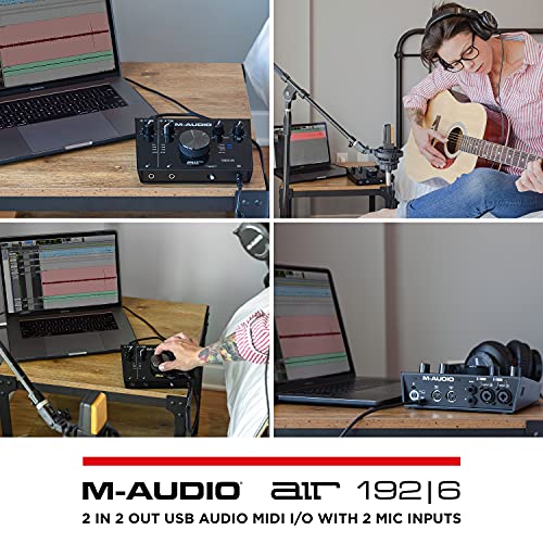 M-Audio AIR 192x6 USB C MIDI Audio Interface for Recording, Podcasting, Streaming, Studio Quality Sound, 2 XLR in and Music Production Software