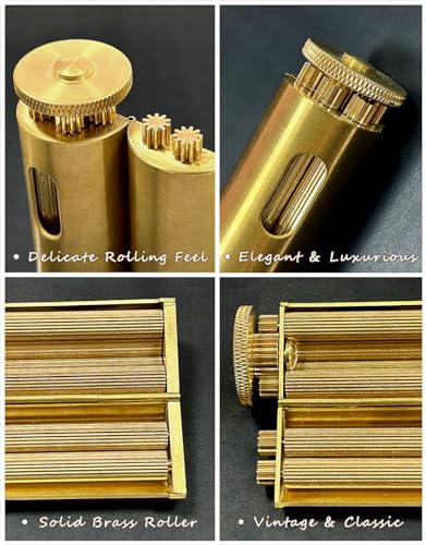 Vintage Cigarette Roller, Brass Cigarette Rolling Machine, Pure Copper Joint Roller Machine, Solid Brass Roller, Use with 70 mm Papers, Elegant and Luxurious Tobacco Roller for Men and Women