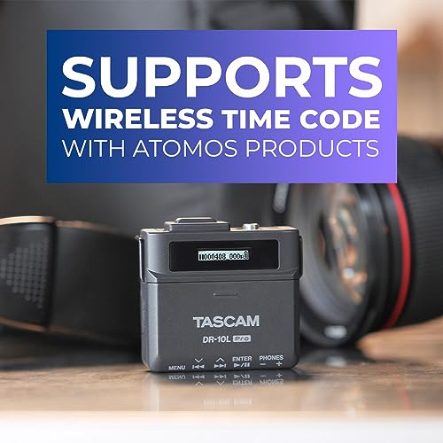 TASCAM DR-10L Pro Ultra Portable Personal Recorder with Lavalier Microphone, 32-bit Float Recording, microSDHC Card Support, and Support for Atomos Wireless Timecode