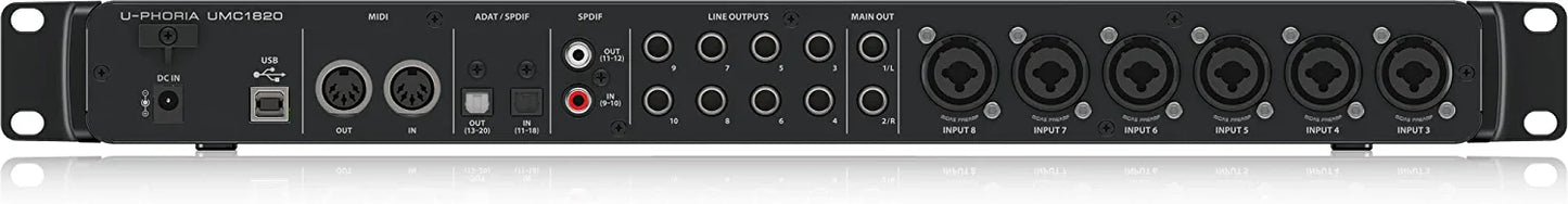 Behringer U-PHORIA UMC1820 Audiophile 18x20, 24-Bit/96 kHz USB Audio/MIDI Interface with Midas Mic Preamplifiers