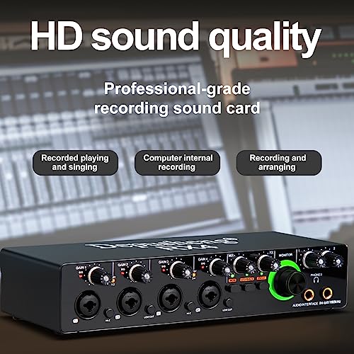 Depusheng RX4 usb audio interface Computer Recording with 2 channel input interface for Producers, Bands, Musicians, Content Creators