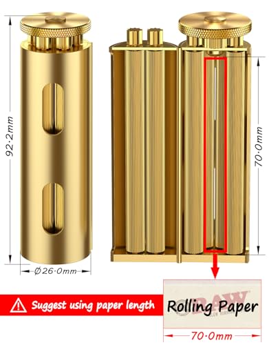 Vintage Cigarette Roller, Brass Cigarette Rolling Machine, Pure Copper Joint Roller Machine, Solid Brass Roller, Use with 70 mm Papers, Elegant and Luxurious Tobacco Roller for Men and Women