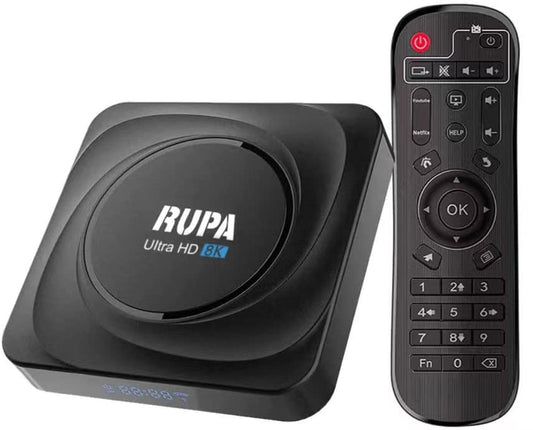 PRO20 Android 11.0 TV Box, RUPA Smart Box with Rockchip RK3566 Quad-Core 64 bit ARM Cortex-A55 CPU Mali G52 4GB RAM 32GB ROM 8K 6K 4K Output 2.4GHz+5.8GHz WiFi 1000M LAN Enternet BT5.0